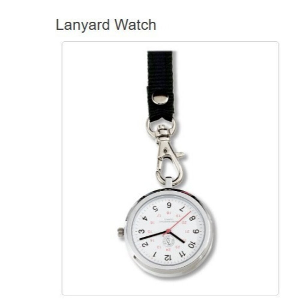 Prestige Medical lanyard military time watch water-resistant - Black/Silver
